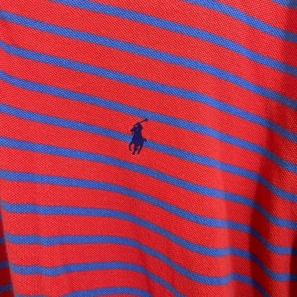 Polo by Ralph Lauren 100% Cotton Large red blue striped polo shirt short sleeve - Picture 3 of 6